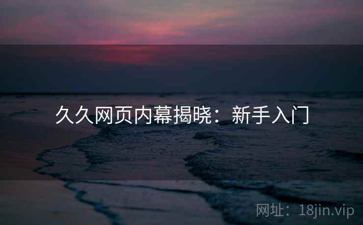 久久网页内幕揭晓：新手入门
